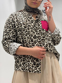 شومیز زنانه نخی پلنگی تک جیب
