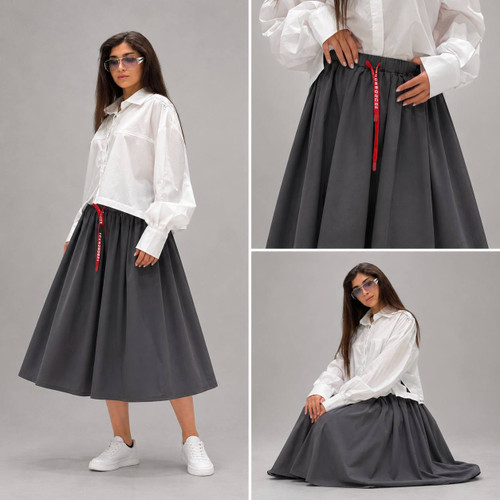 دامن کتان بند قرمز BURBERY