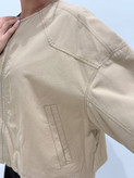 کاپشن کوتاه کتان یقه گرد 11010332eleven