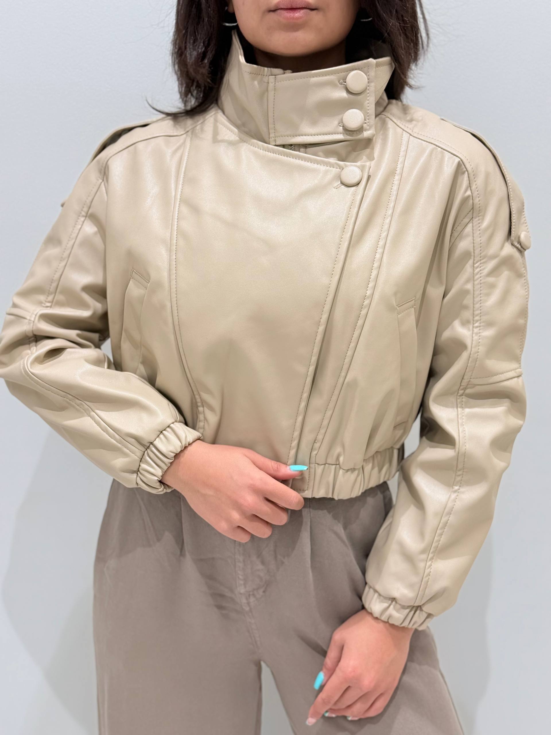 کاپشن چرم یقه ایستاده 11010336 BERRY